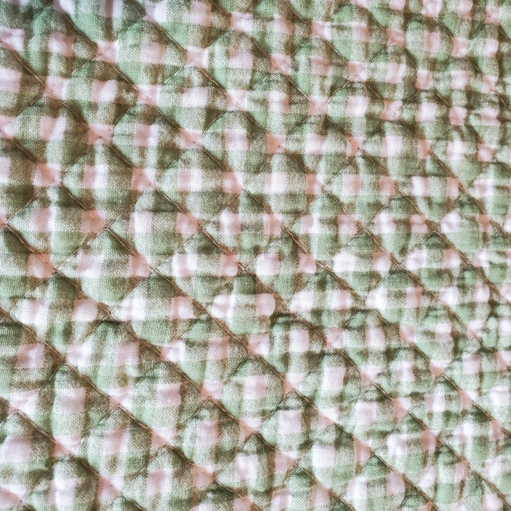 Rachel Ashwell Farmhouse Reversible Quilted Table Runner Gingham Green 71x13